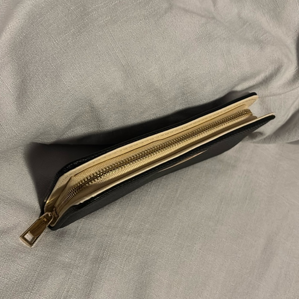 Black Textured Wallet with Gold Hardware - Picture 2 of 6